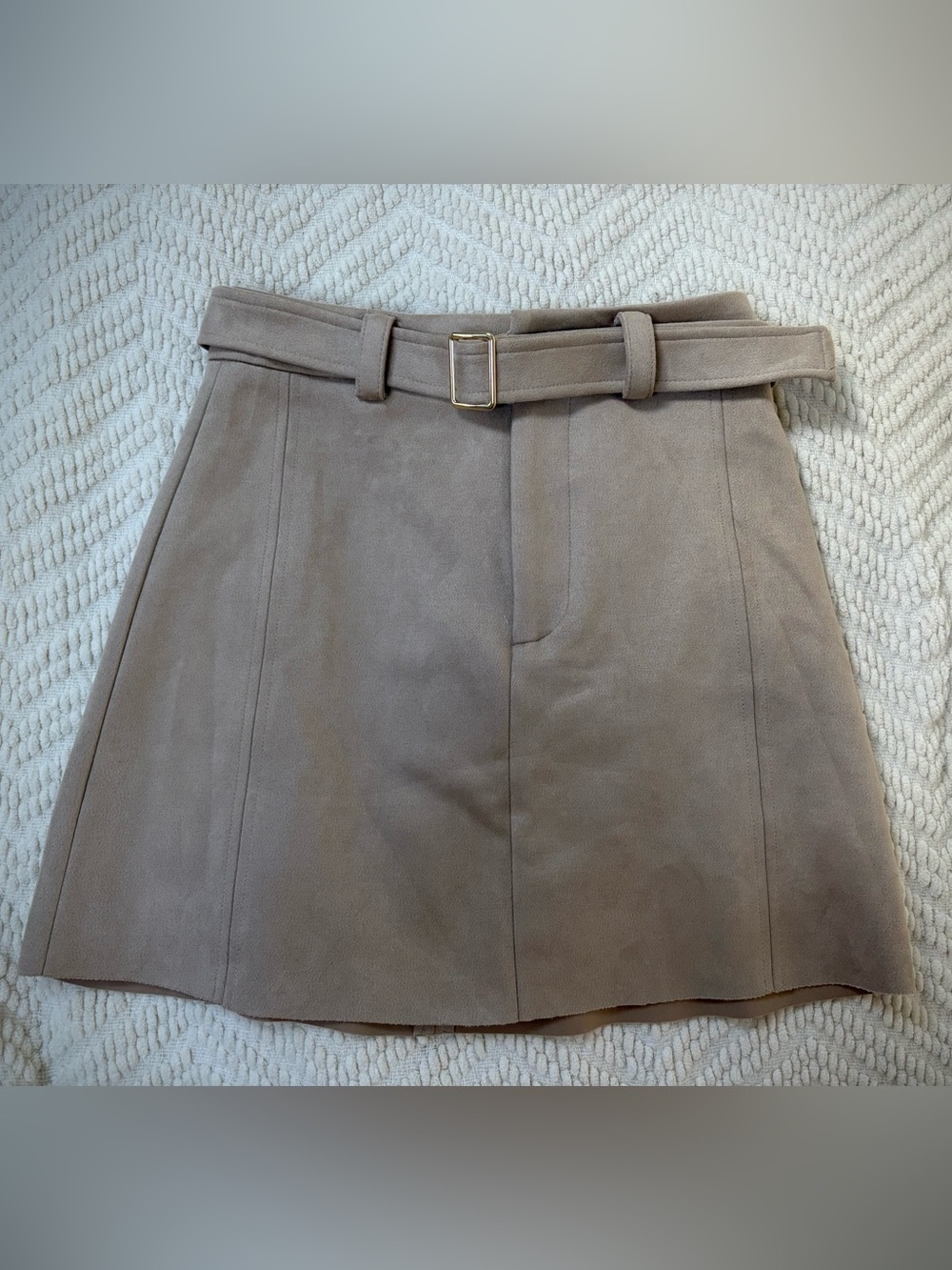 NWT❗️Zara Taupe A-Line Suede Skirt with Belt